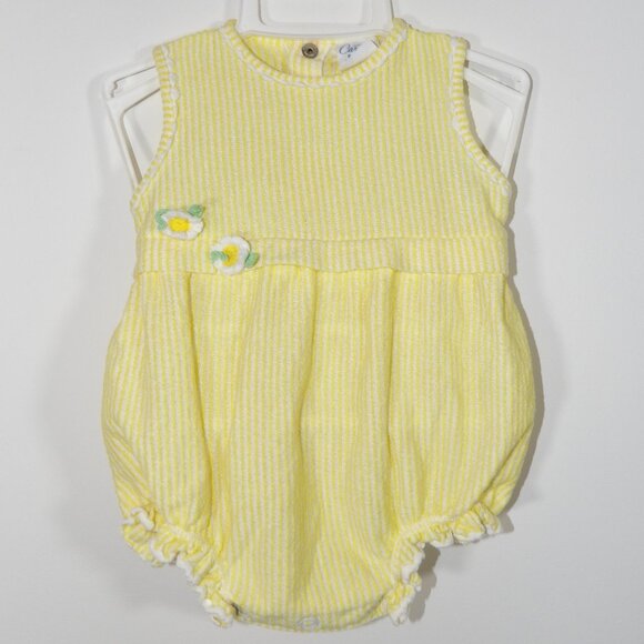 Vintage Baby Girls Yellow One Piece Sunsuit Carter's 6 Months 18 Pounds - Picture 1 of 4